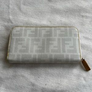 Authentic Fendi Continental Logo Signature Leather Zippy Wallet